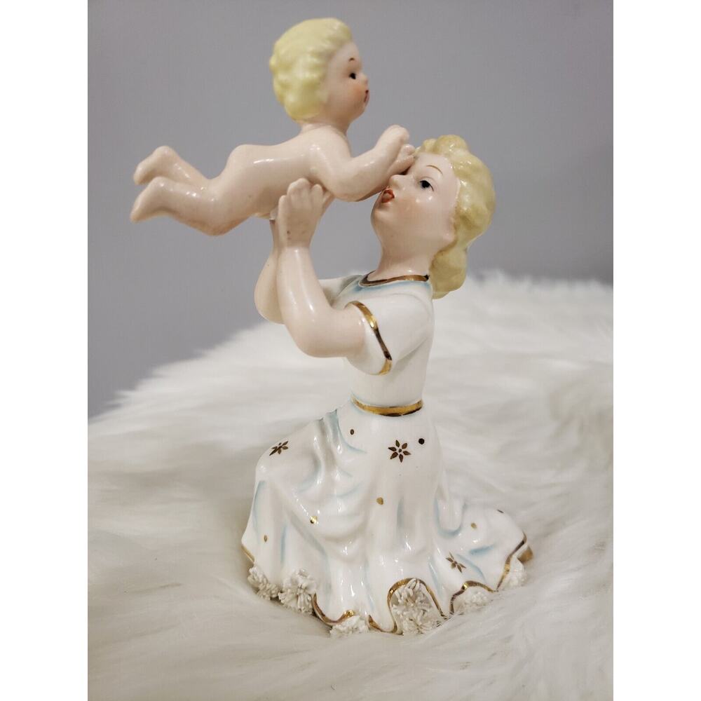 RARE Lefton Mother and Baby Mom Atomic MCM Spaghetti Figure Lady Japan Starburst